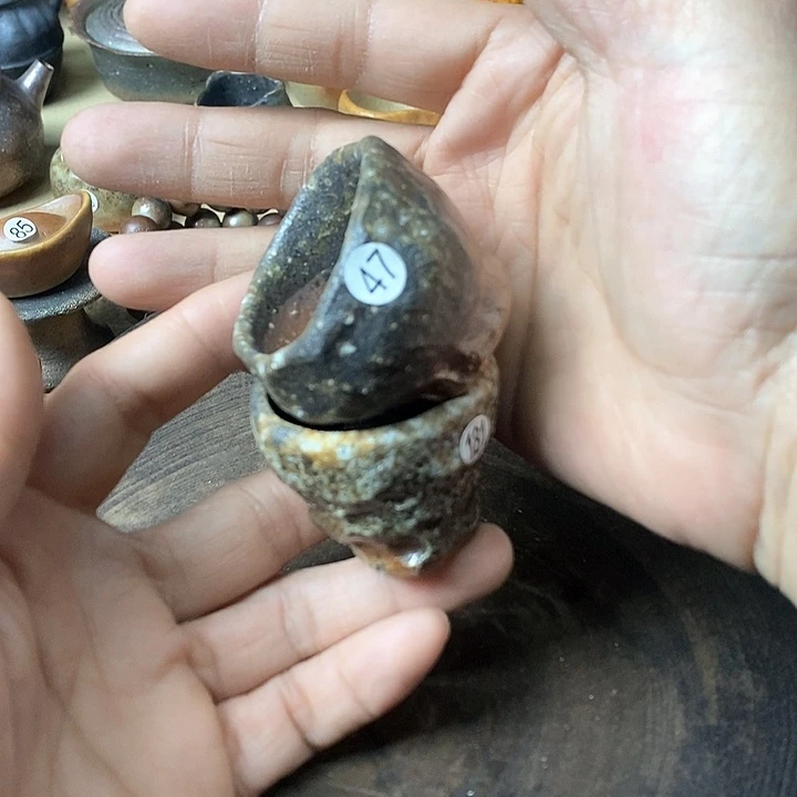 杯手工粗陶、柴烧茶器