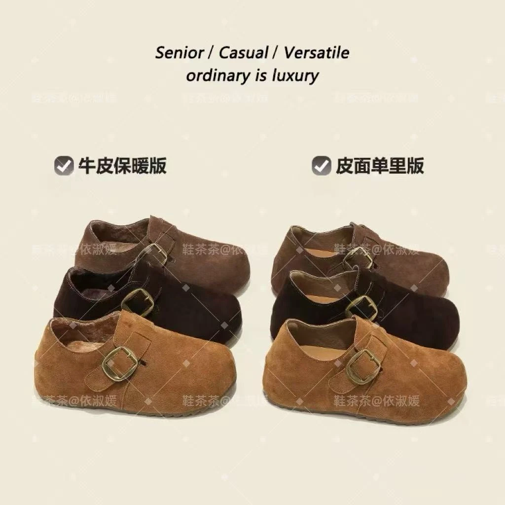 厚底内增高勃肯鞋休闲懒人一脚蹬丑萌大头绝美全包博肯鞋女