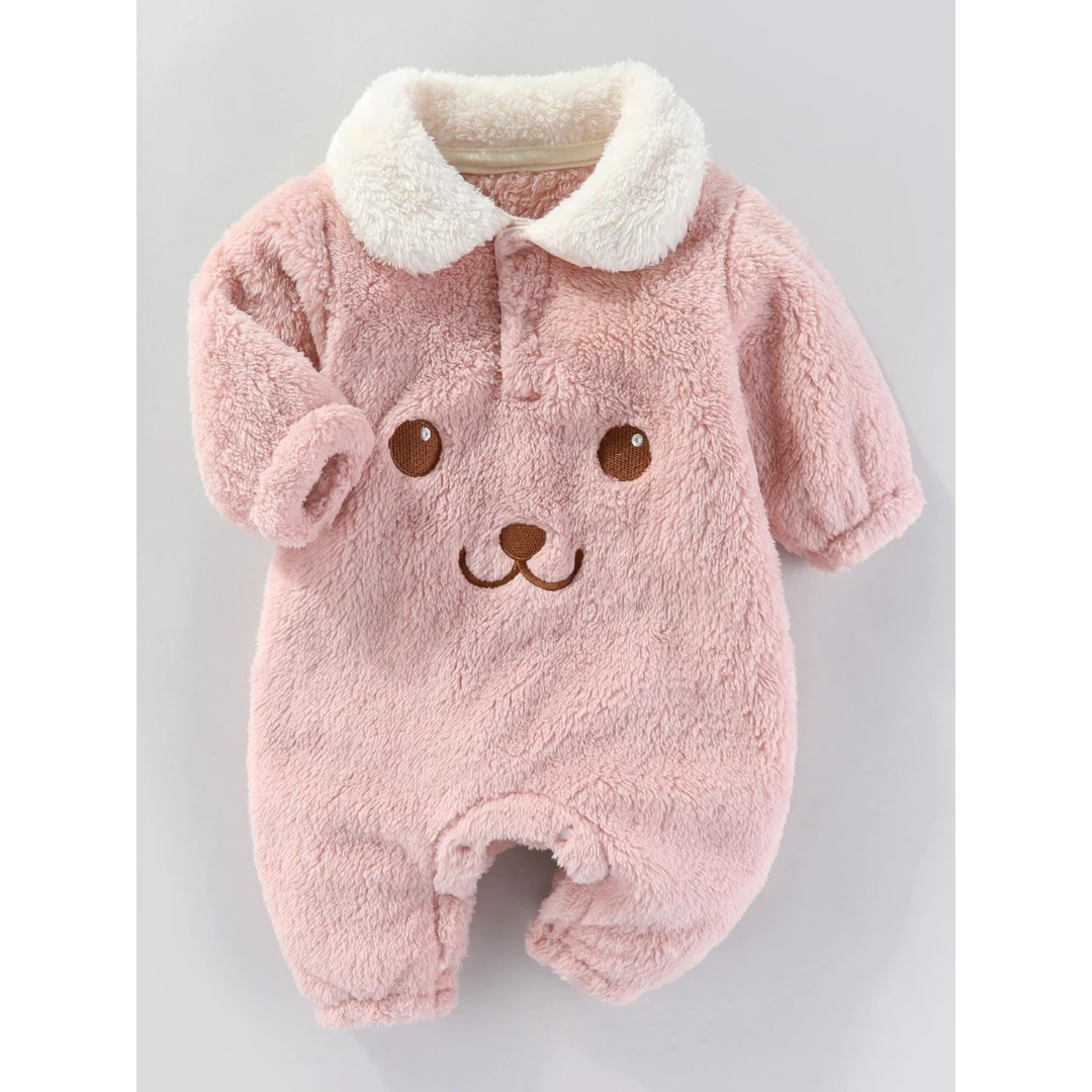 范哲萨婴儿秋冬双层天鹅绒连衣裤翻领长袍法兰绒加厚天鹅绒保