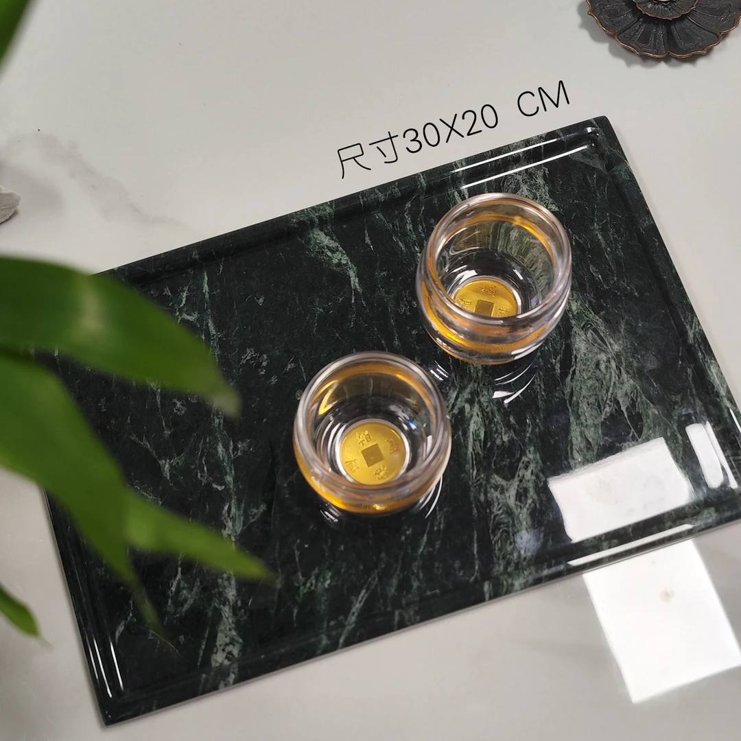 方形防水天然大理石干泡茶盘，手工打磨，天然时尚家用创意简约