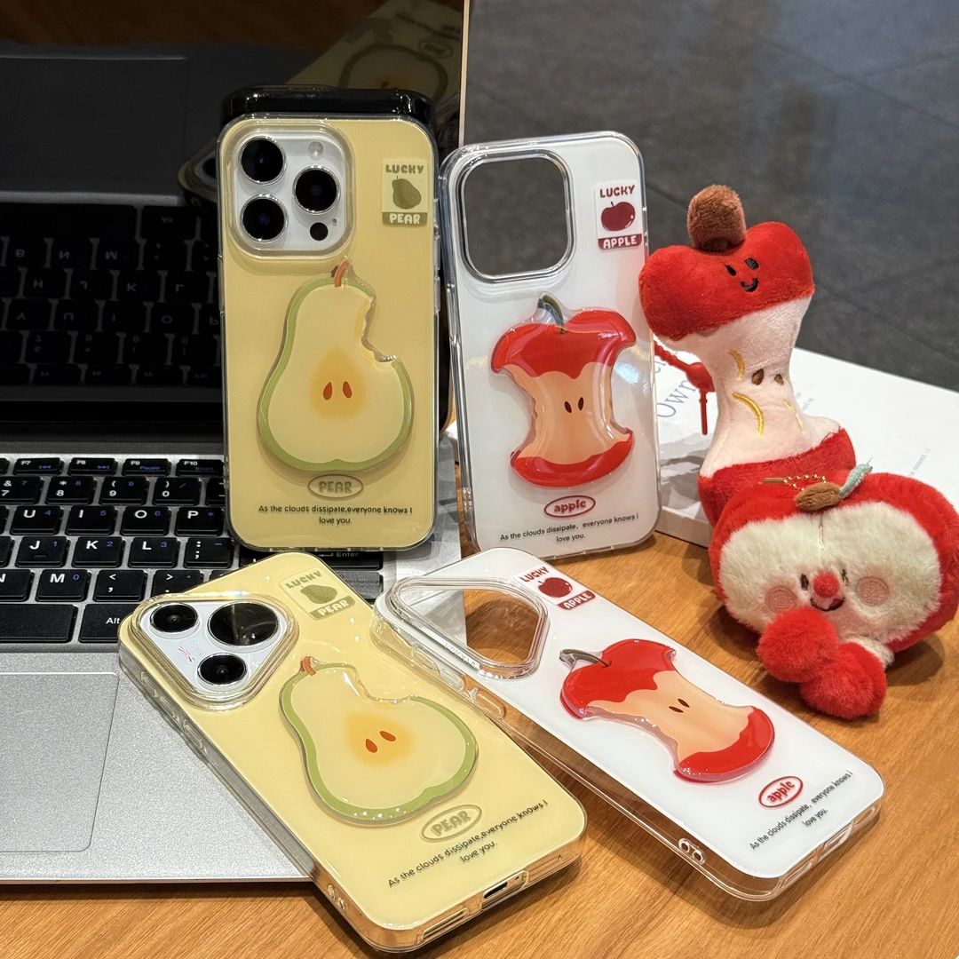 GGBond立体梨子苹果贴件适用iPhone16大孔手机壳华为vivo小米oppo
