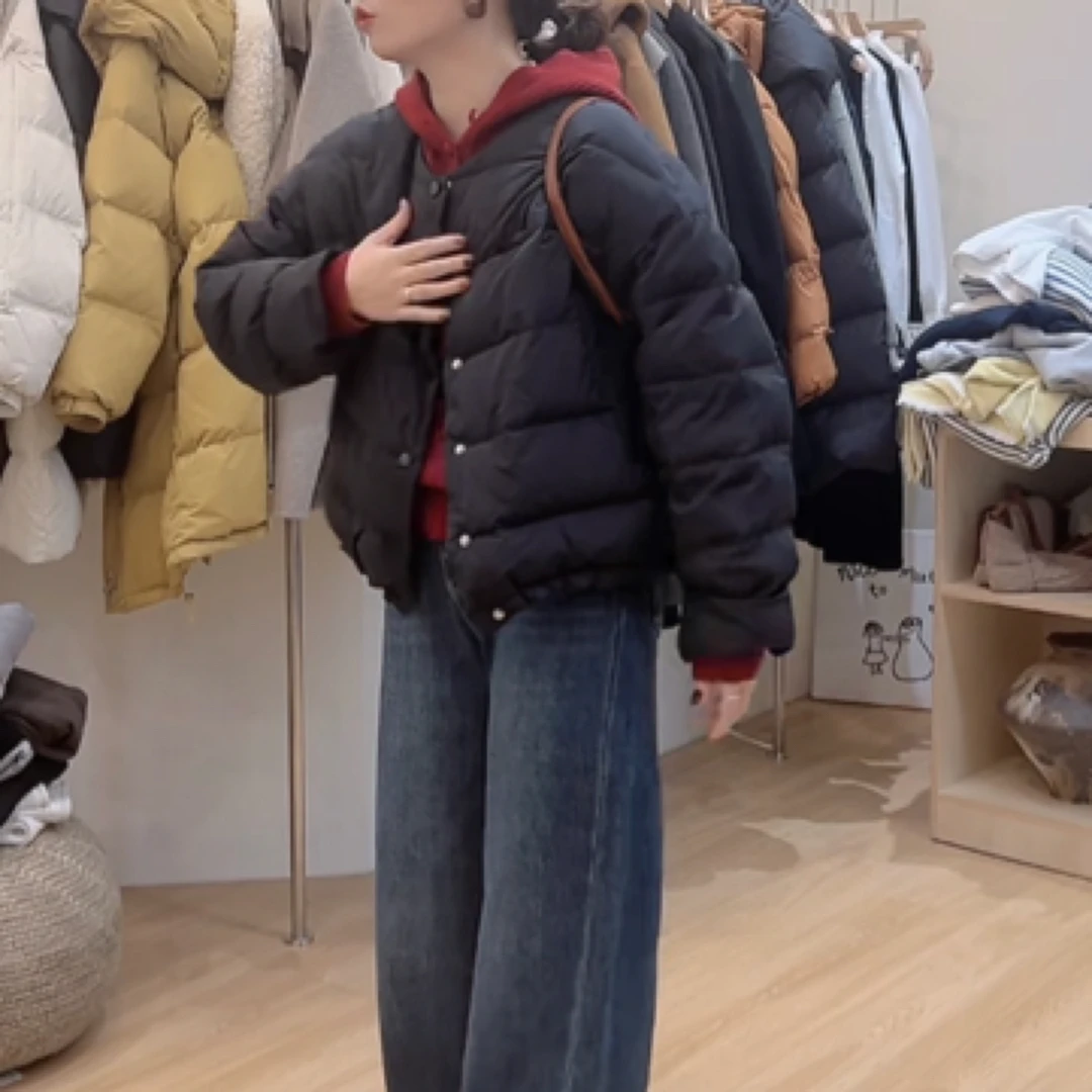 UM098819韩系无领羽绒服百搭2024冬季新款羽绒服