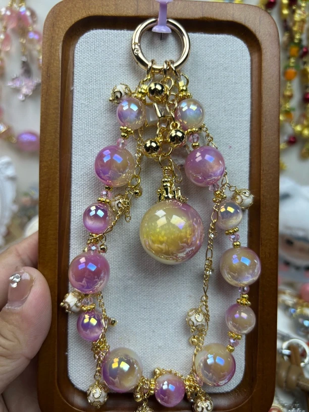 彩虹大地雷细闪手机链