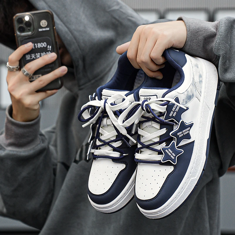 男士星星休闲板鞋时尚百搭学生低帮四季厚底青少年户外潮鞋男鞋