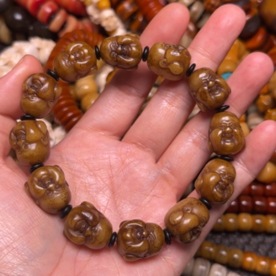 【闪购商品】手串/手链牛骨牛骨原色弥勒佛17×15×12颗