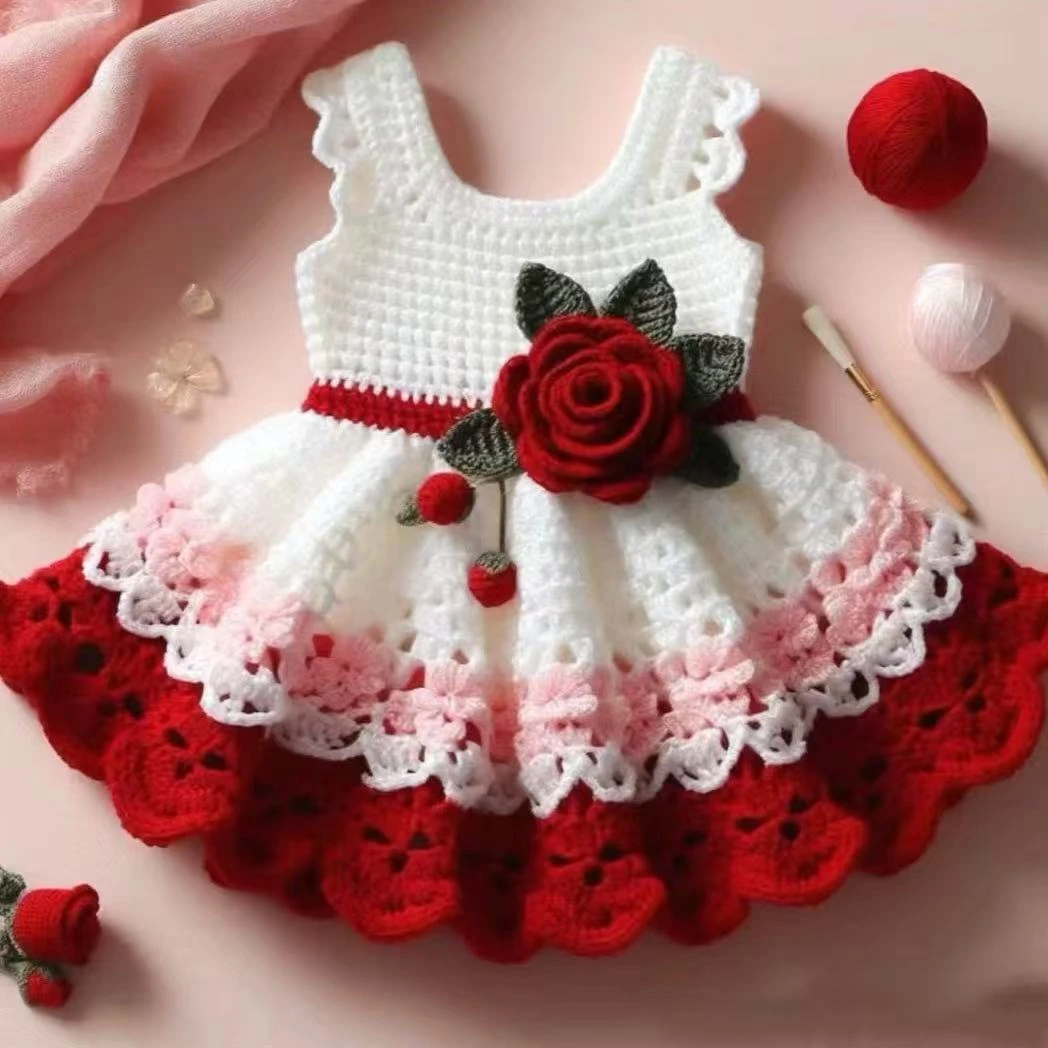 钩针四股线在逃公主连衣裙手工diy毛线包无教程