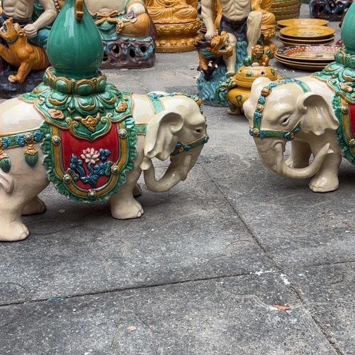 不***习琉璃三彩太平有象高度43厘米