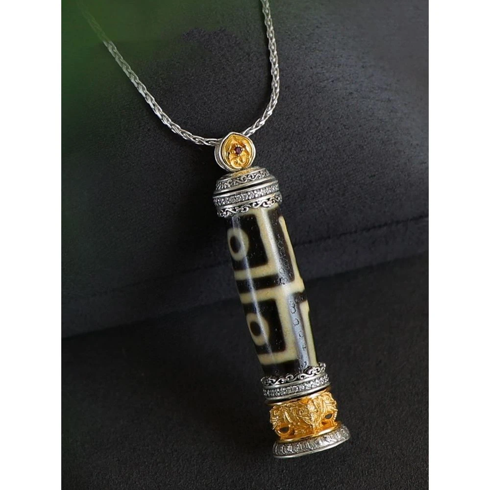 铜合金吊坠 轻奢藏式吉象时来运转项链小众设计复古西藏银色吊坠