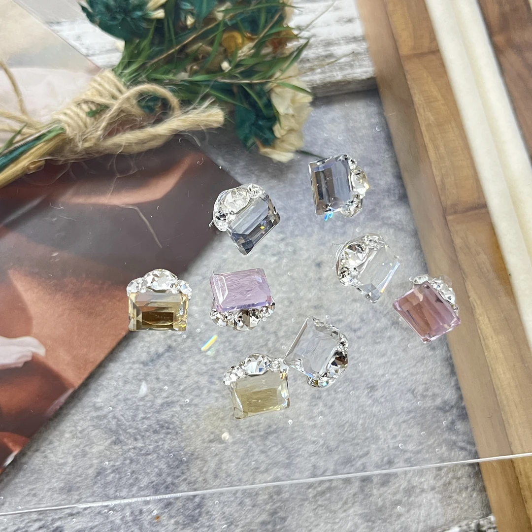 【透底6×8小冰糖堆钻】无底托高级感透色冰透美甲款式透色成品钻球