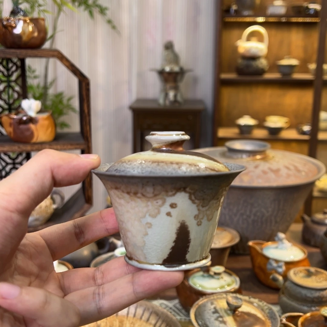 不染柴烧精品盖碗