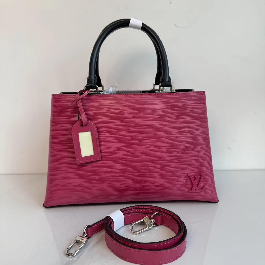 99新 LouisVuitton/路易威登 小号粉色epi水波纹牛皮托特包