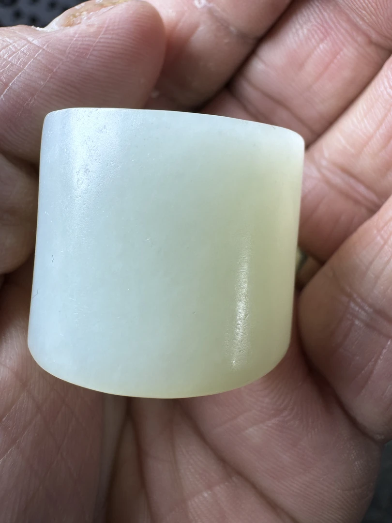 和田玉白玉留皮扳指