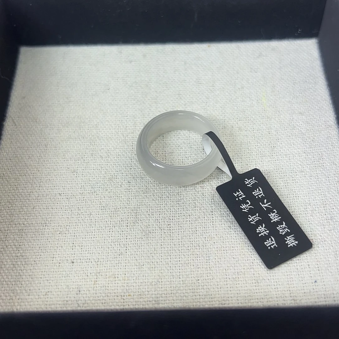 和田玉戒指未镶嵌15号淡雾紫+白半山水