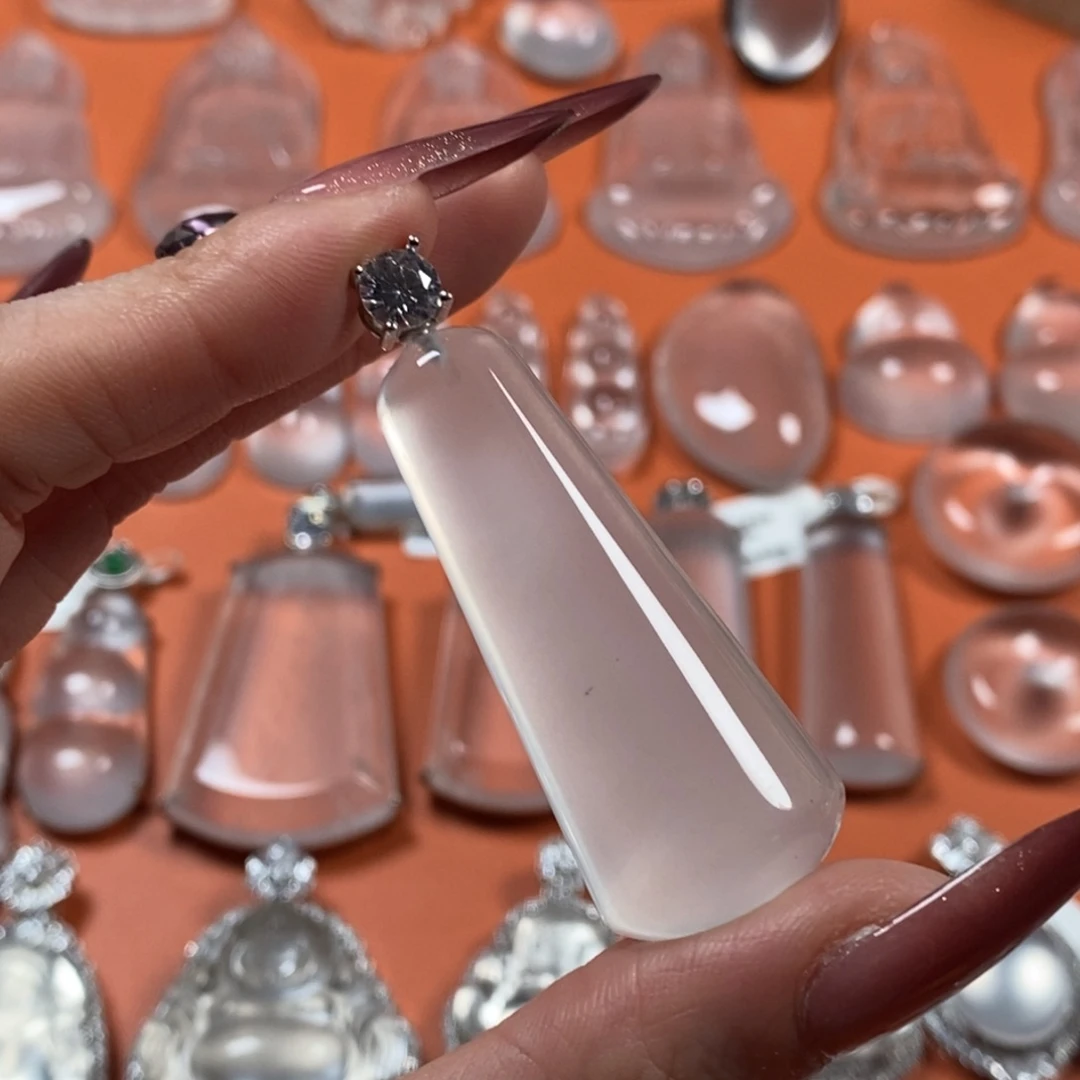 石英质玉银S925镶嵌颈饰无事柱