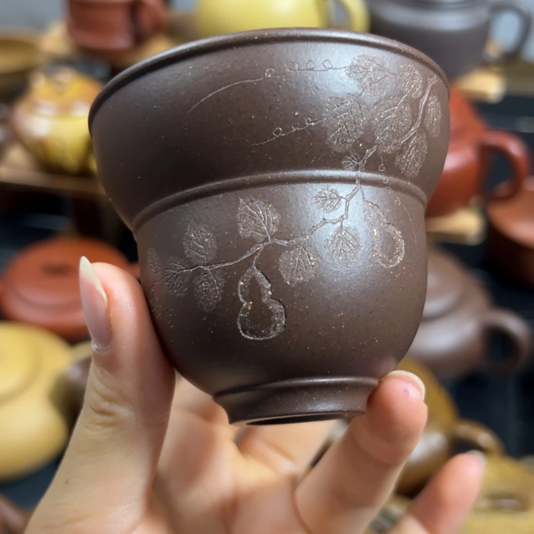 茶杯紫砂紫泥制葫芦杯