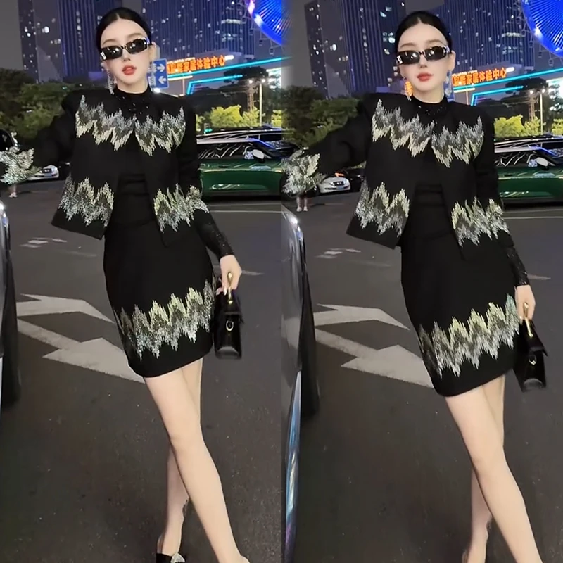 2025秋季新款时尚显瘦气质网红高档套装女高级宽松大码裙子两件套