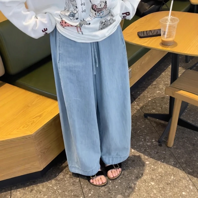慵懒松弛感亚麻薄款阔腿裤女夏季韩版高腰遮肉显瘦垂感休闲裤ins