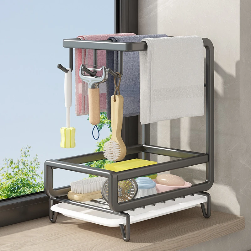 厨房置物抹布架子免打孔壁挂多功能水槽洗碗池海绵钢丝球沥水收纳