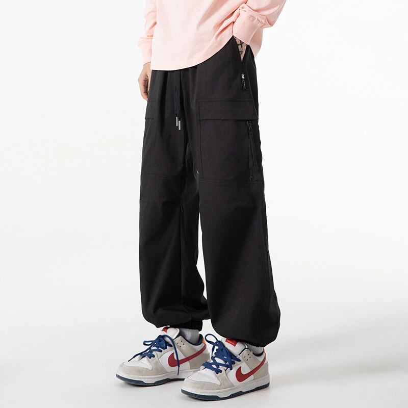 春秋休闲裤重磅美式复古束脚工装裤男士春季宽松伞兵裤子男冲锋裤
