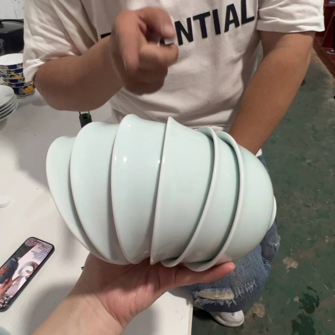 瓷片景德镇陶瓷影青4.75寸米饭碗6只