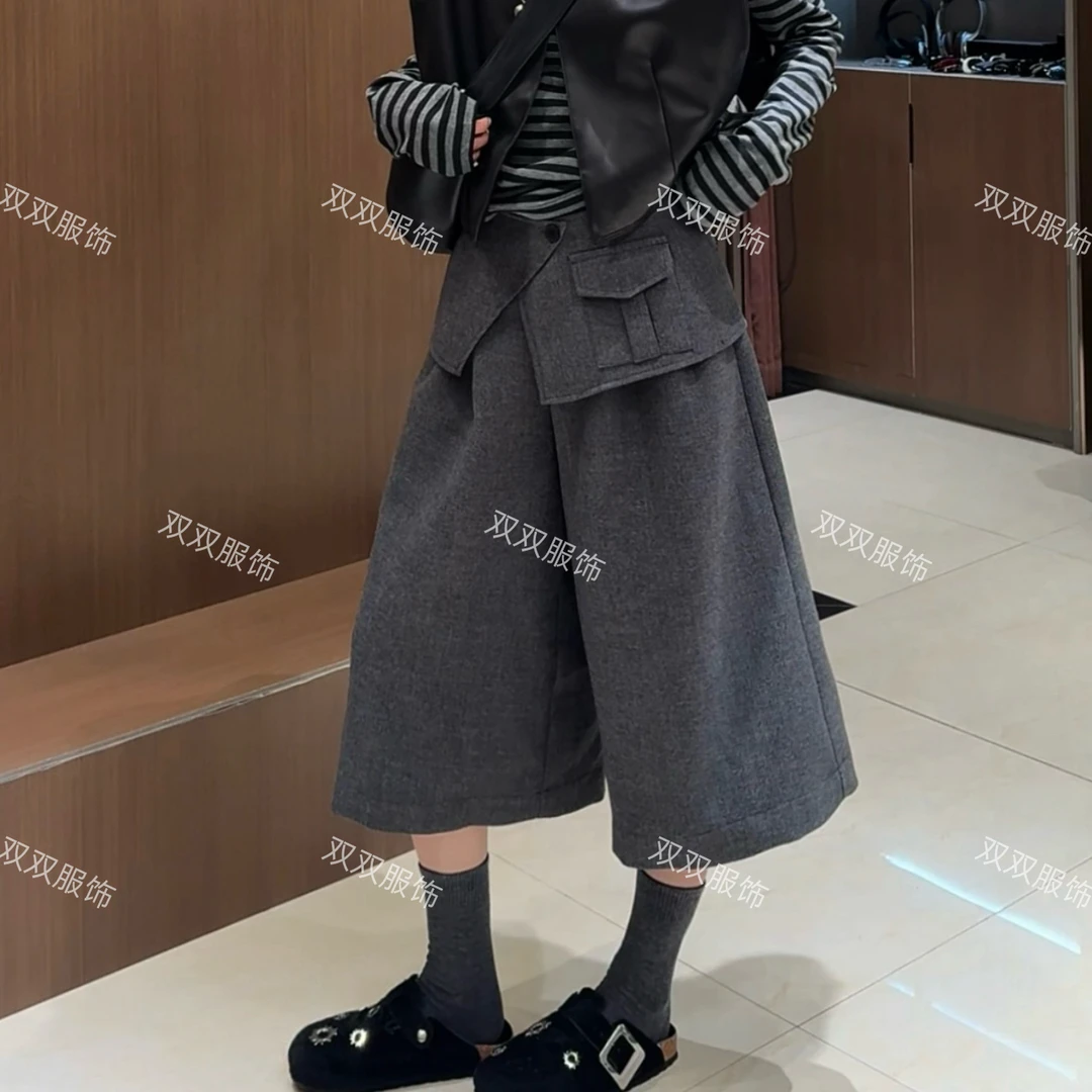 【SSOUHAN】欧货腰封屁帘七分中裤百搭洋气小众设计