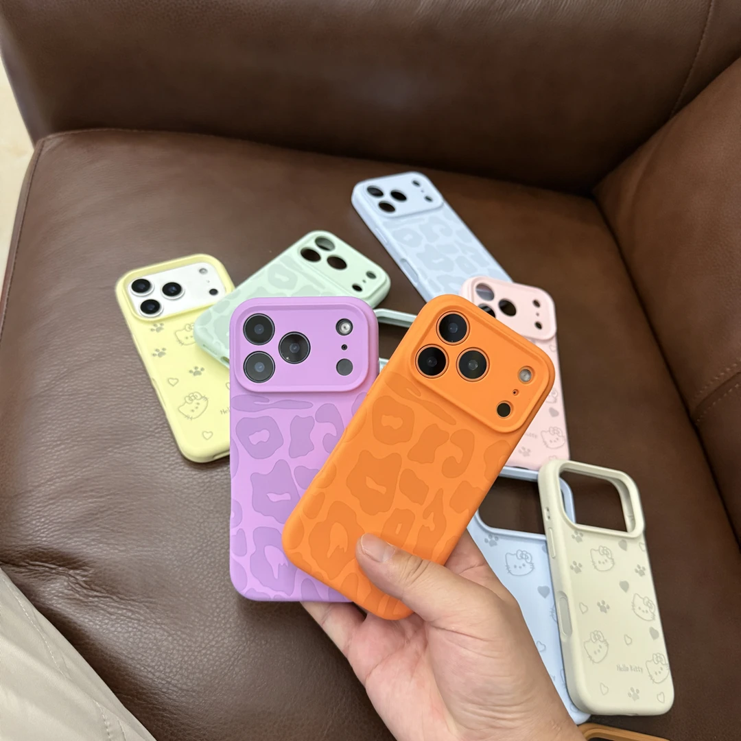 满屏豹纹适用苹果17promax镜头全包新款iphone16纯色保护壳高级感