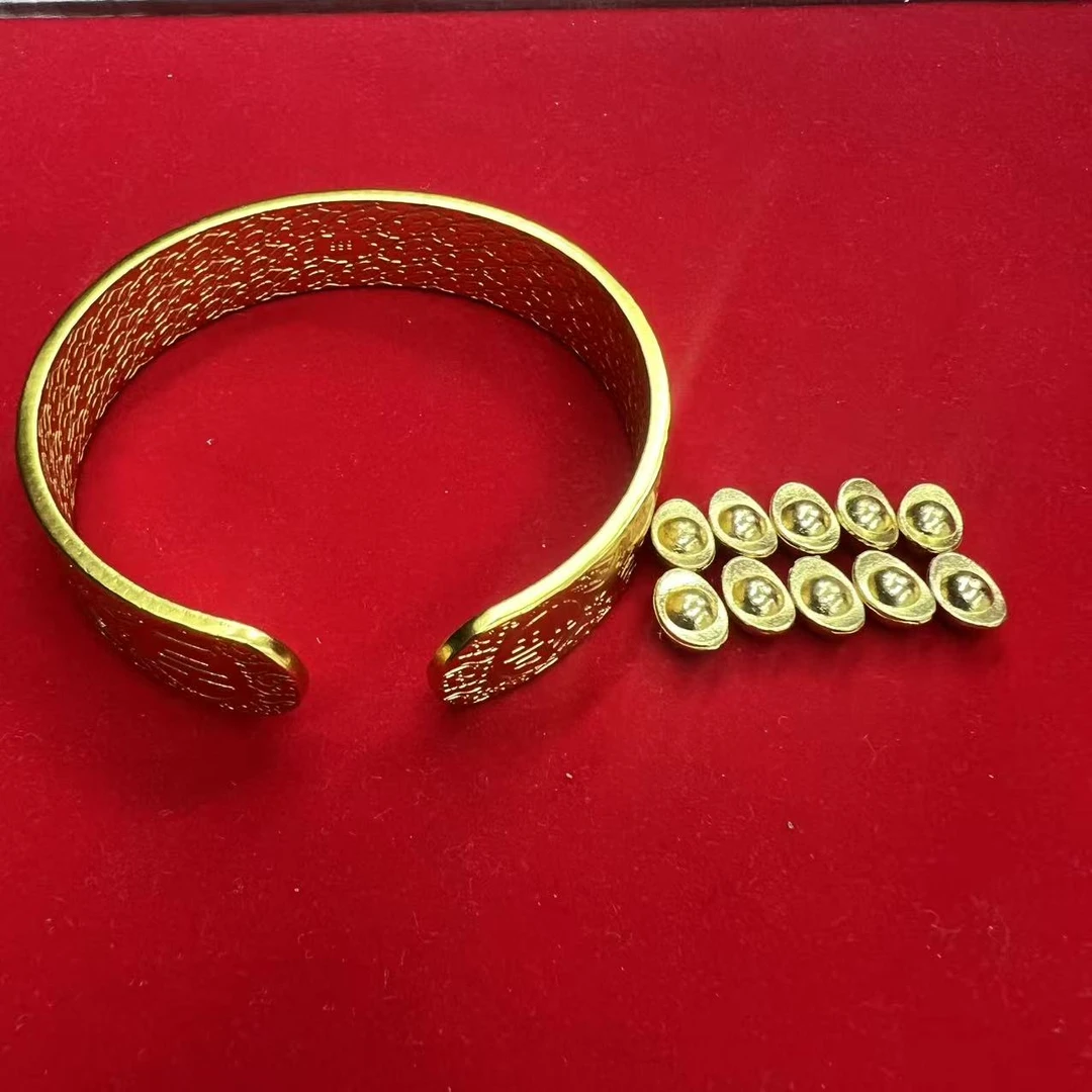 婷姐合金开口吉言手镯+赠10个合金元宝（ZL81250）