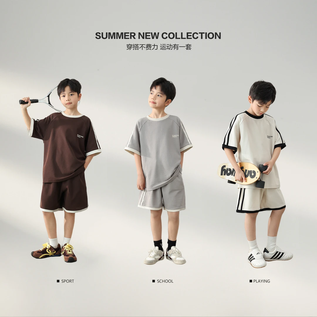 LUSUN陈大猪男童套装休闲夏季运动两件套-LY532027
