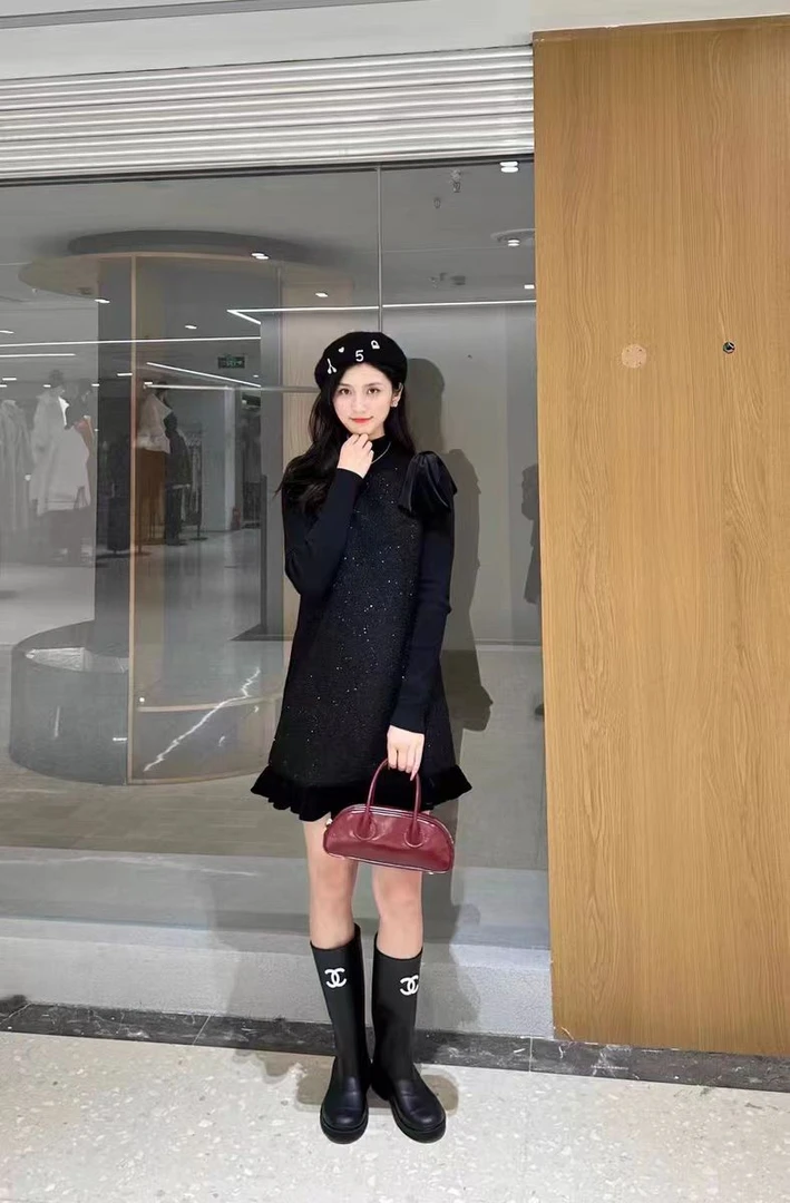 【苏苏精选】S712蝴蝶结背心裙两件套针织打底衫连衣裙套装