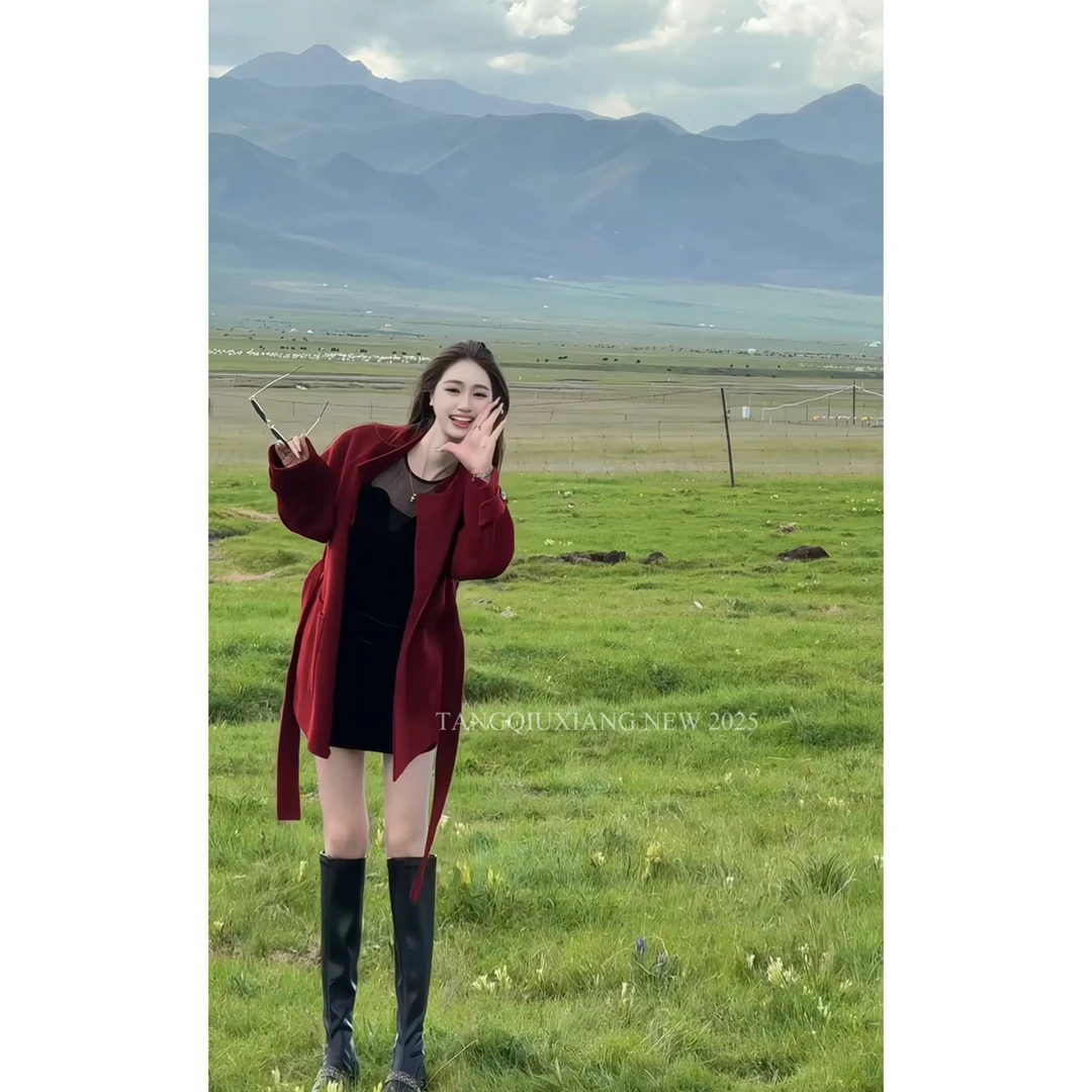 【草原雾漫】中长款双面时尚气质高级羊毛外套