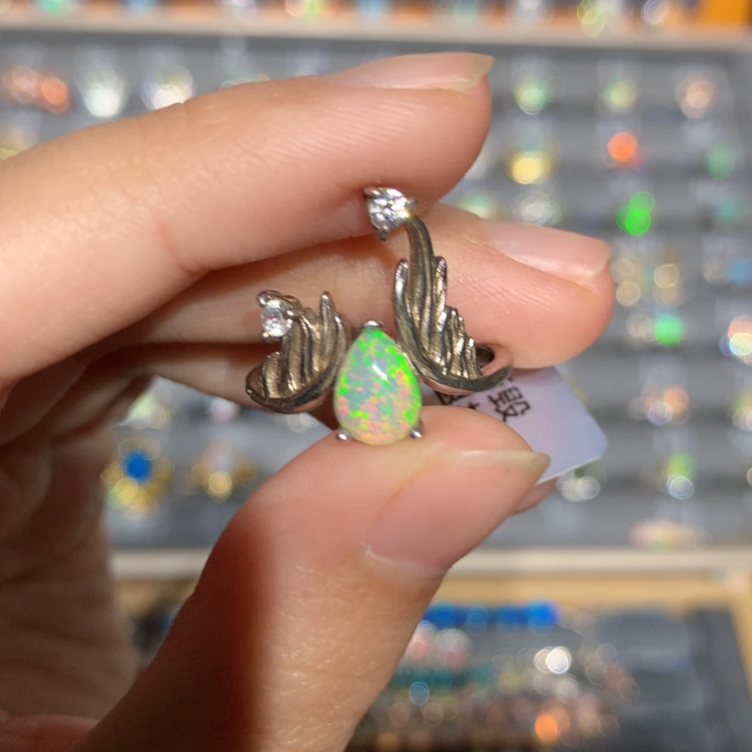 银S925镶嵌欧泊欧泊戒指y