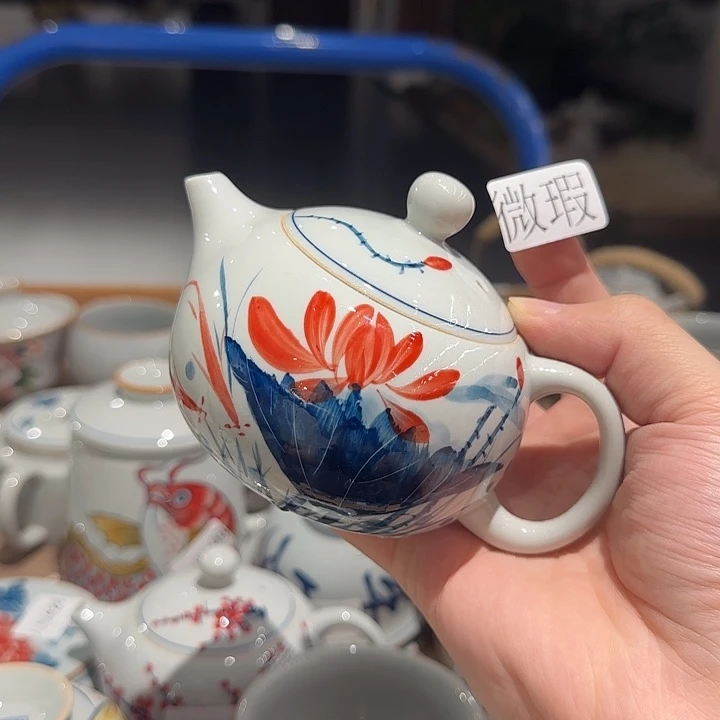釉下手绘茶具微瑕