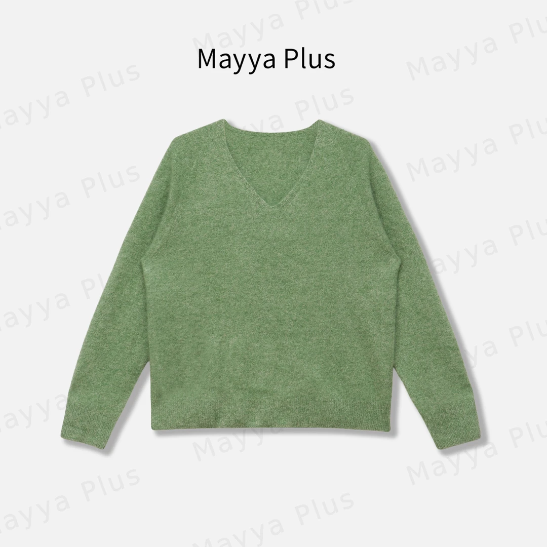 【温柔邂逅】MayyaPlus麦芽定制流光风绵羊毛V领针织衫上衣32536978