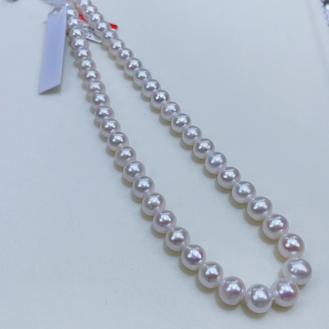 淡水珍珠颈饰银S925镶嵌8/9爆亮冷白炫彩媲美2400