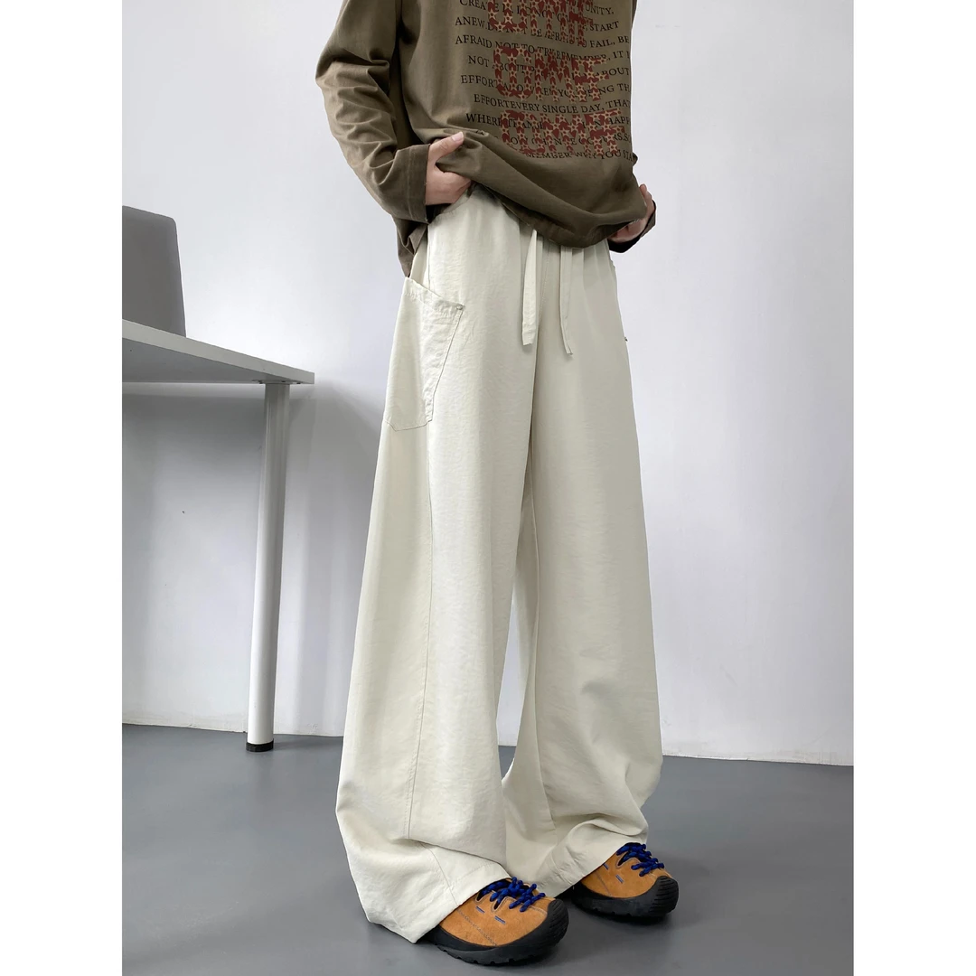 2025秋季新款美式高街侧边口袋设计感百搭休闲裤男生宽松直筒长裤
