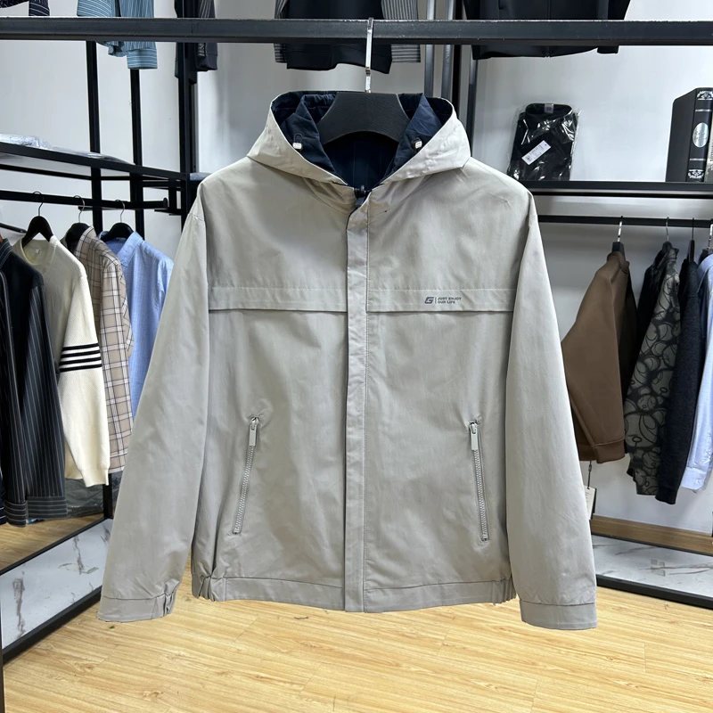 双面穿易打理可脱帽休闲夹克秋季修身百搭外套茄克 Y5T2218