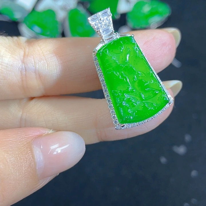 翡翠银S925镶嵌吊坠(不含链)