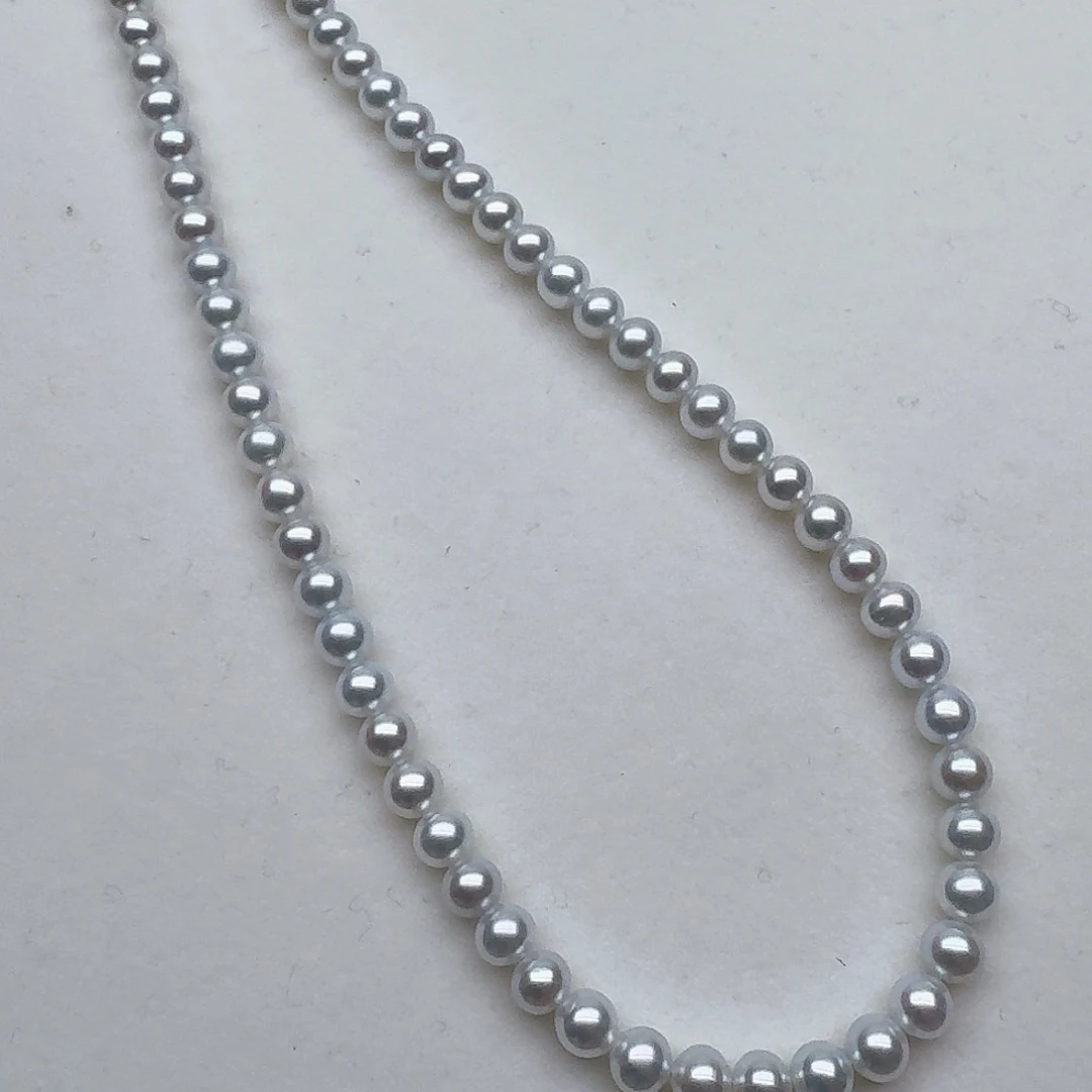 淡水珍珠颈饰未镶嵌4.5-5mm，银蓝极光