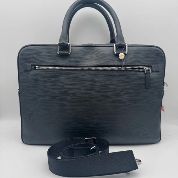 95新 LouisVuitton/路易威登 98新灰黑色水波纹手提公文包/2755