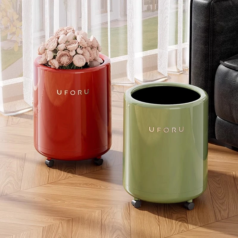 垃圾桶家用高级感内外双筒客厅中古风卫生间创带轮可移动垃圾桶