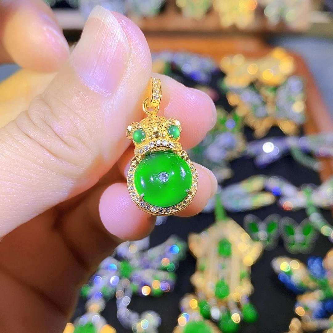 吊坠(不含链)银S925镶嵌翡翠