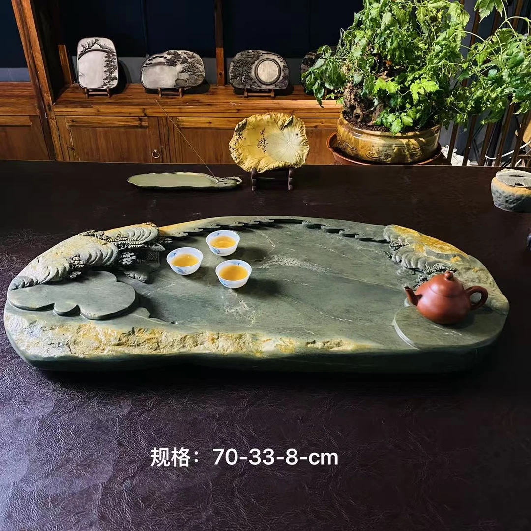 天然绿端茶盘创意设计适用于客厅办公室