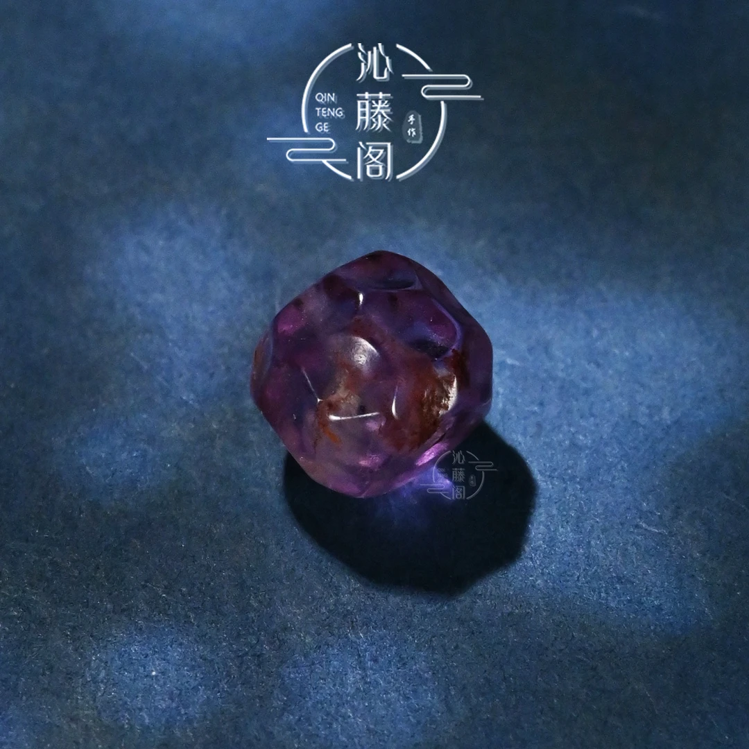 8/10/12MM紫幽灵深坑无相直切文玩手串手链DIY配饰配珠散珠单珠子