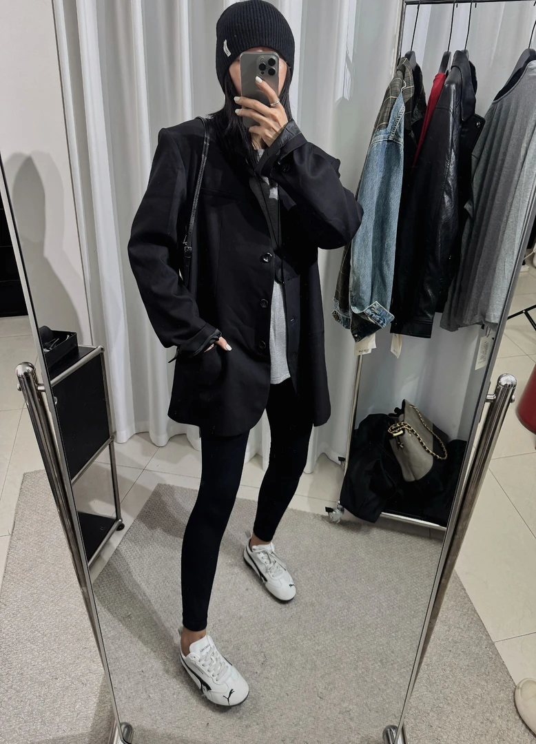 2025 无需定义 高级感黑色廓形宽松休闲西服