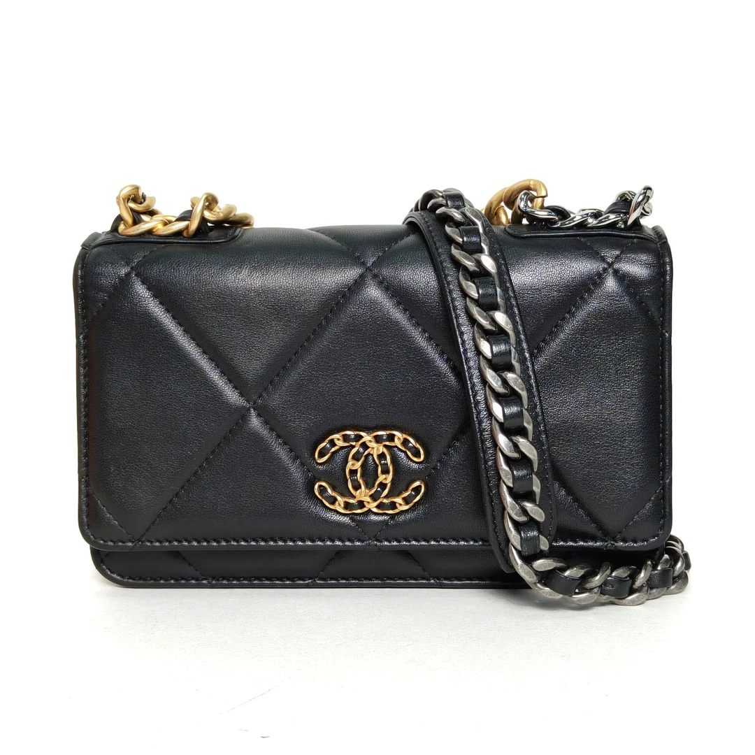 95新 Chanel/香奈儿 【双双】19BAG 吸扣WOC 19cm 芯片开