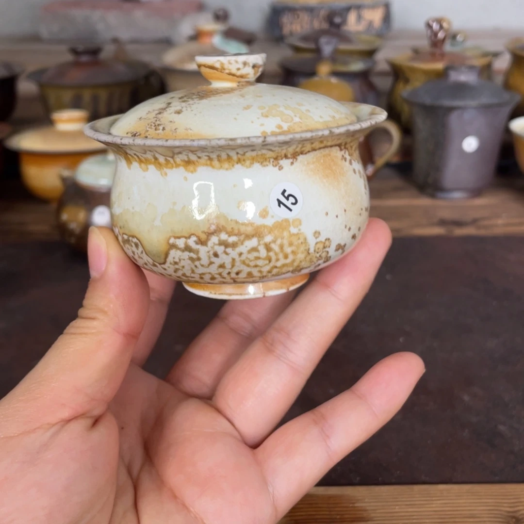 15盖碗。 柴烧。 中白。