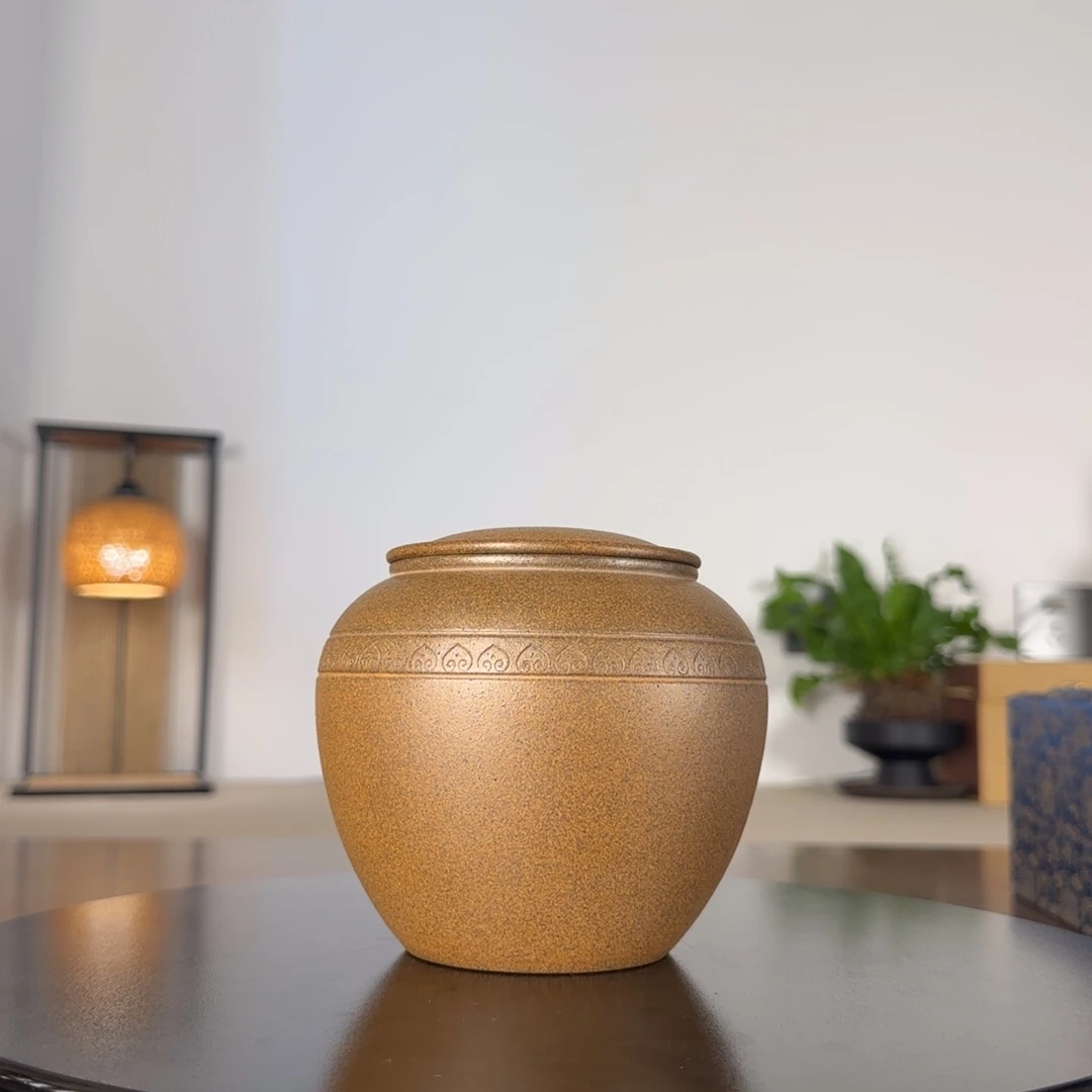 紫砂茶叶罐段泥柴烧茶叶罐高11cm左右