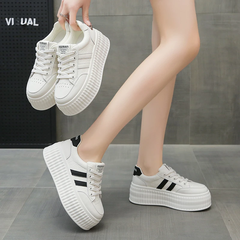 增高6CM厚底小白鞋2025春季新款百搭时尚松糕运动休闲女鞋