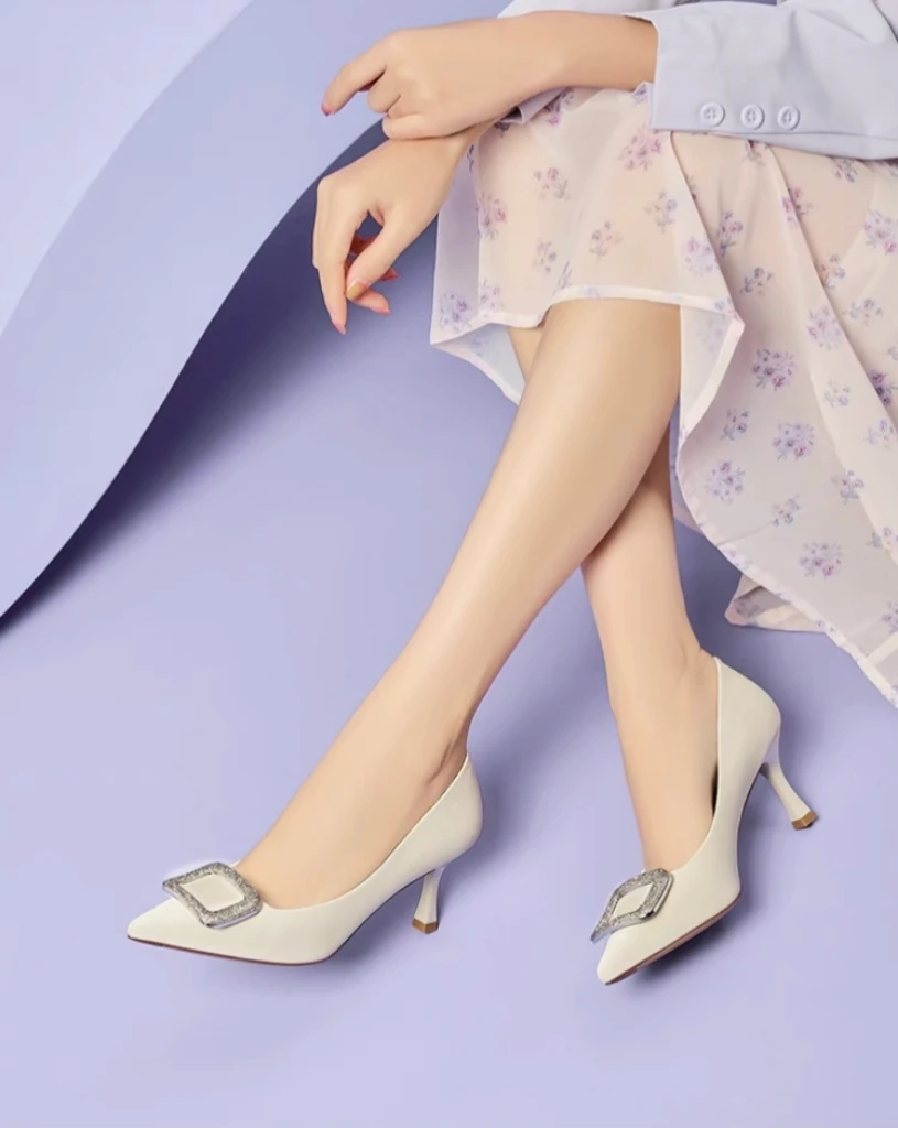 H23005尖头一脚蹬细跟鞋百搭气质舒适女士春秋性感