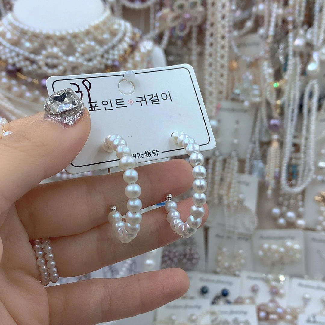 耳饰淡水珍珠银S925镶嵌